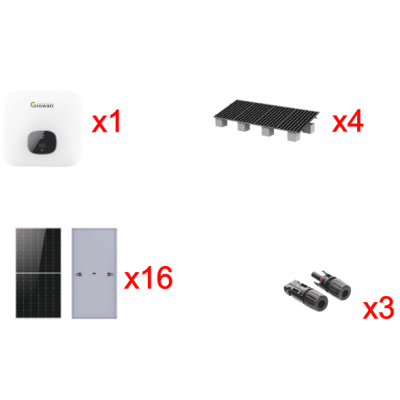 [MIN10000KIT1] Kit Solar Interconexion  / 10kW  220Vca / Inversor GROWATT / Montaje Incluido  