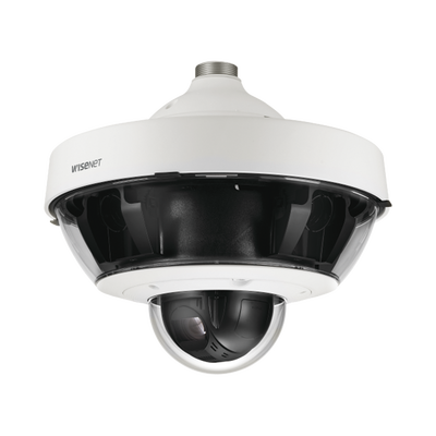[PNM-9322VQP] Cámara IP Multisensor 8 - 20 MP (4 sensores de 2 o 5 MP) lentes intercambiables con PTZ 2 MP 32X / Hasta 5 tarjetas SD de 256 GB / WDR de hasta 150dB / IP66 / IK10