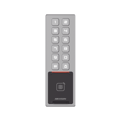 [DS-K1T805MBFWX] Teclado Exterior WiFi Antivandálico IP65 & IK08 / Administrable en la Nube / Alta y Baja de Passwords Remotamente con Horarios / Acceso por PIN, Tarjeta MIFARE, Huella y Tarjeta Virtual Bluetooth