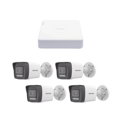 [KIPCV2M/4B] Kit IP 1080p (2 Megapixel) / NVR de 4 Canales con 4 Puertos PoE / 4 Cámaras IP Bala ColorVu Lite y ACUSENSE Lite / Micrófono Integrado