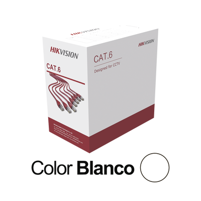 [DS-1LN6U-W/CCA] Bobina de Cable UTP 305 Metros (1000 Pies) / Cat 6 (24 AWG) / Color Blanco / PVC (CM) / Uso en Interior / CCA (Cobre con Aluminio) / Aplicaciones de CCTV y Redes de Datos
