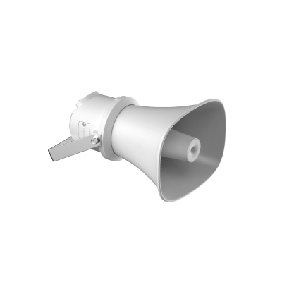 [DS-QAZ1307G1T-E(C)] Bocina (Altavoz IP ) | Tipo Trompeta | 7 Watts | PoE+ | Exterior IP67 | Metal | Voceo en tiempo real | Calendarización de audios | Síntesis de Voz (TTS) | Entrada de alarma 