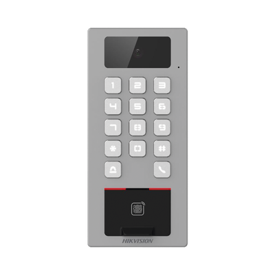 [DS-K1T502DBFWX-C] Terminal de Control de Acceso / Videoportero Multiapartamento Llamada a App / Teclado / Exterior Antivandálico IP65 & IK09 / Huella, Tarjeta, Código QR, PIN o App Hik-Connect  / Cámara 2 MP compatible con NVRs