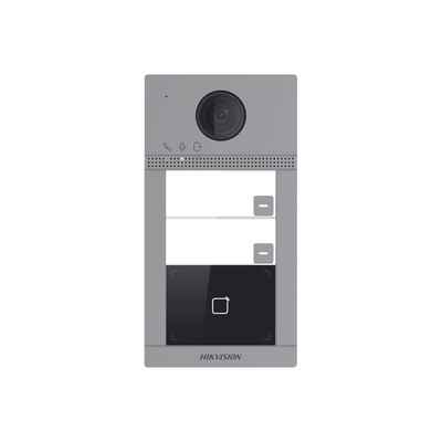 [DS-KV8213-WME1(B)] Videoportero IP (IP65 + IK08) con Llamada y apertura desde APP Hik-Connect / Soporta 2 Departamentos / PoE Estandar  / Interfaz WEB para configuración / 2 puertas