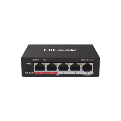 [NS-0105P-35(B)] Switch PoE+ / 4 Puertos 10/100 Mbps PoE+ (af / at) / 1 Puerto 10/100 Mbps Uplink / Modo Extendido hasta 250 Metros / 35 Watts