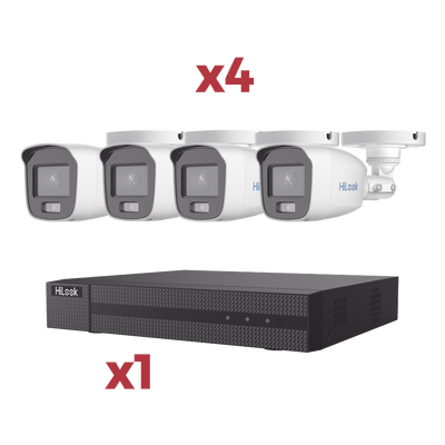 [HL-24B-KIT] [Kit] DVR 4 Canales TurboHD + 1 Canal IP / 2 Megapixel (1080pLite) / AcuSense Lite / Audio por coaxitron / 1 Bahia de disco duro / 4 Cámaras 2 Megapixel tipo Bala / ColorVu Lite + Microfono Integrado