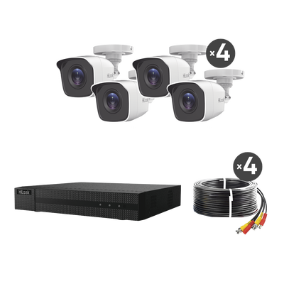 [HL28LQKITS-M(B)] KIT TurboHD 1080p / DVR 8 canales con H.265+ / 4 Cámaras Bala Metálicas / Fuente de Poder / Accesorios de Instalación