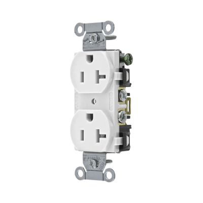 [HUB-BR-20-WHI] Contacto Dúplex 20 A, 125 V,  2 Polos, 3 Hilos, Cableado Posterior y  Lateral, Color Blanco (Nema 5-20R).