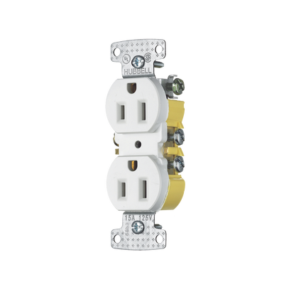 [HUB-RR15W] Contacto Duplex 15A 125V/ 2 Polos 3 Hilos/ Nema 5-15R/ Color Blanco.