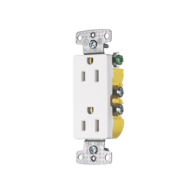 [HUB-RRD15W] Contacto Duplex Decorador 15A 125V, 2 Polos, 3 Hilos, Color  Blanco (Nema5-15R).
