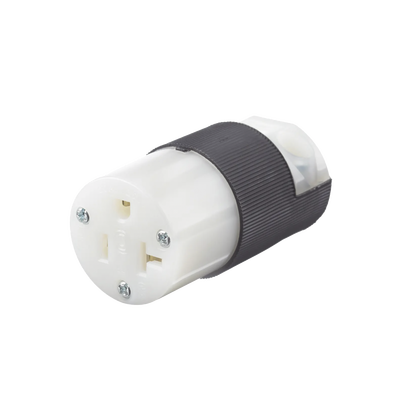 [HUB-HBL5369C] Conector Entrada Recta/ 20 A 125V/ 2 Polos 3 Hilos/ Nema 5-20 R/ Grado Industrial- Comercial / Color Negro-Blanco.