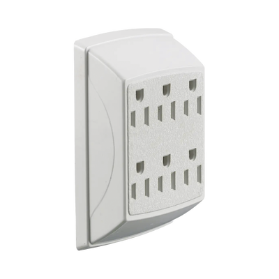 [HUB-RT-600-W] Multicontacto Dúplex con 6 Salidas/ 15 A 125 V CA/ 2 Polos 3 Hilos / Color Blanco.