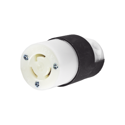 [HUB-HBL-4729C] Conector Industrial con Bloqueo de Media Vuelta / 15 A 125 V CA / 2 Polos 3 Hilos / Color Blanco y Negro / Nema L5-15R. 