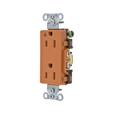 [HUB-IG15DR] Contacto Dúplex Conexión a Tierra Aislada/ 15A 125V/ 2 polos 3 Hilos/ Nema 5-15R /Grado Comercial Decorativo/ Color Naranja.