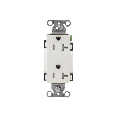 [HUB-DR20-WHI-TR] Contacto Duplex Decorador 20 A 125V /  Resistente a manipulaciones / 2 Polos 3 Hilos/ Nema 5-20 R / Color Blanco / Grado Industrial.