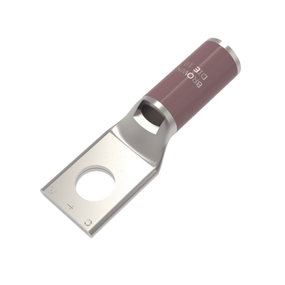 [HUB-YA4-CL6-BOX] Zapata Terminal de Compresión de Cobre Electrolítico Estañado de Cañón Corto para Tornillo de 1/2" y Calibre 4 AWG.