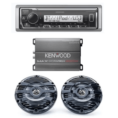 [KEA4/1653MRB] Kit de estéreo con Bluetooth KMR-M332BT | Amplificador KAC-M1814  | más Par de bocinas KFC-1653MRB