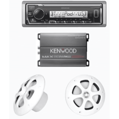 [KEA4/1613MRW] Kit de estereo con Bluetooth KMR-M332BT | Amplificador KAC-M1814  | mas Par de bocinas KFC-1613MRW