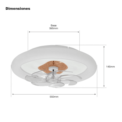 [JLV-015] Ventilador de Techo con Luminario LED de 110 V CA 50/60 Hz /  88 W / 3 Tonos de Luz (6500 - 4 000 - 2 700 K) / Diámetro 500 mm / 6 Velocidades / Dimeable.