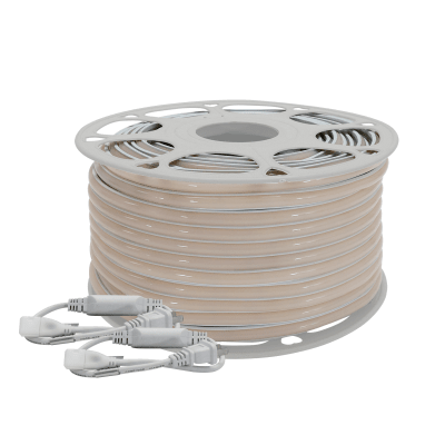 [JLML-2835-08] Manguera LED Luminosa Blanca de Resina Transparente y Flexible / Para uso Interior o Exterior / Carrete de 50 m/ 110V CA  4.2 A/ 500 W Potencia / T.C.C. 6500 K.