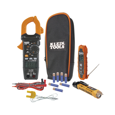 [CL320KIT] Kit de Prueba Eléctrica HVAC para Aire Acondicionado, Calefacción, Minisplits, etc. Medición de Voltaje CA/CC, Resistencia, Frecuencia, Capacitancia, Diodos, Temperatura, Ciclo, Micro Amperios CC.