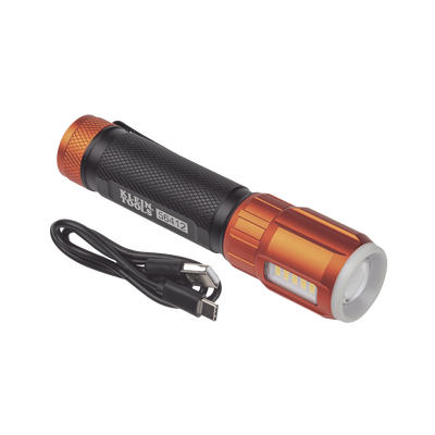 [56412] Linterna LED Portátil Recargable 500 Lúmenes con Luz Frontal y Lateral de Trabajo. Lámpara con tapa de Extremo con Imán, USB-C