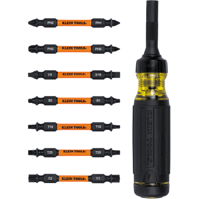 [32315-HD] Desarmador Multipunta 15 en 1 / Matraca Resistente / Siete Puntas de Doble Extremo / Grado Industrial / Mango Cushion-Grip / Resistente al Impacto